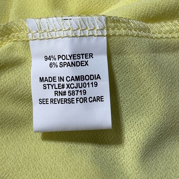 NY Collection Small Top Flutter Sleeve Stretch Scoop Neck Lemon Yellow Ruffled - Picture 6 of 7